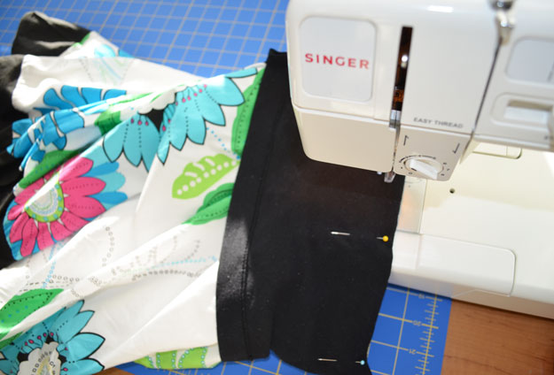 Machine Sewing Yoga Waistband to Skirt