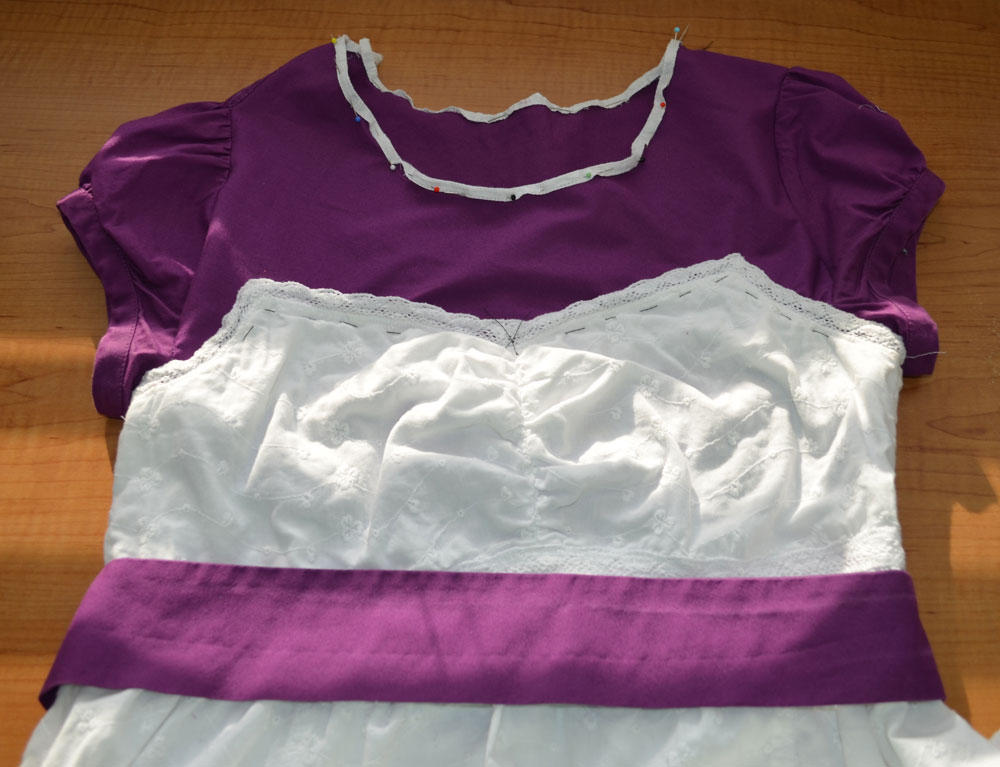 Purple Sash and White Neckline Casing